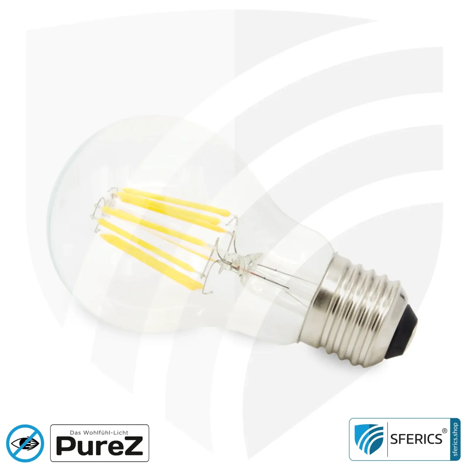 8,2 Watt LED Filament Pure-Z NEO | Hell wie 66 Watt, 830 Lumen | CRI 97 | flimmerfrei | warmweiß | E27 6 8,2 Watt LED Filament Pure-Z NEO | Hell wie 66 Watt, 830 Lumen | CRI 97 | flimmerfrei | warmweiß | E27 | klar
