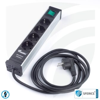 Steckdosenleiste 4-fach, geschirmt NF | mit Ein/Aus Schalter | Typ EF (Schuko)