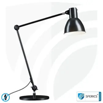 Halterung / Fixierung der geschirmten Schreibtischlampe und Arbeitsplatzleuchte. DESIGN SCHWARZ. 10 Geschirmte Lampe LONDON im Design SCHWARZ | Schreibtischlampe für den hellen Arbeitplatz oder als geniale Werklampe | E27 Fassung