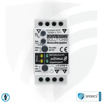 Netzfreischalter Ultima 8 | für Standbygeräte wie z.B. Rolladensteuerungen | inklusive Prüf-LED, Netzfilter x25 und Grundlastwiderstand