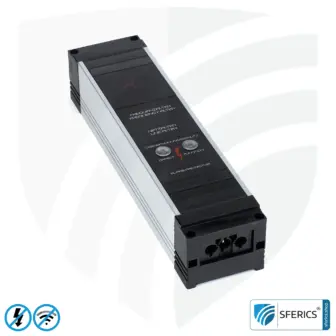 Powerline Filter für erdbaren Baldachin, Zelt und Schlafsack | Schirmungsbereich von 2 bis 68 MHz | Dämpfung von Powerline (PLC / DLAN) Frequenzen aus dem Erdungskabel