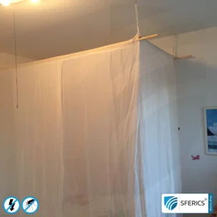 Abschirmender Baldachin Elektrosmog EMF | EINZELBETT | Abschirmwirkung HF bis 99,99 % (40 dB) | SFERICS® invest4life Programm | Hohe Reduktion von Handystrahlung, WLAN, usw.