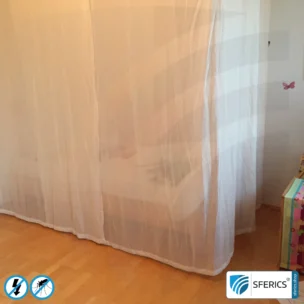 Abschirmender Baldachin Elektrosmog EMF | EINZELBETT | Abschirmwirkung HF bis 99,99 % (40 dB) | SFERICS® invest4life Programm | Hohe Reduktion von Handystrahlung, WLAN, usw.
