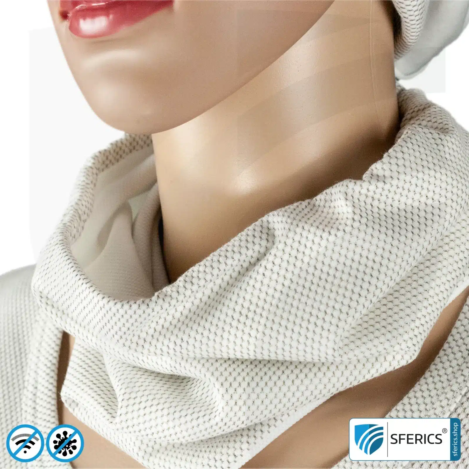 Abschirmender, elastischer ANTIWAVE Schlauchschal Scarf | Schutz vor Elektrosmog HF mit Wirkungsgrad bis 99,9 % | Abschirmstoff mit Silber für antibakterielle Wirkung durch Silberionen