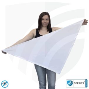 Abschirmendes Kopftuch | Schutz bis 42 dB vor HF Elektrosmog (Handy, WLAN, LTE) | 5G ready! 8 Abschirmendes Kopftuch gegen Elektrosmog HF durch Funkstrahlung (Handystrahlung, WLAN, LTE) mit einer Schirmdämpfung von bis zu 42 dB (99,99 %). 5G ready!