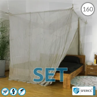 Abschirmender Baldachin Elektrosmog ULTRA im Set | QUEENSIZE BETT, 160 CM | Maximale Abschirmung EMF mit über 99,99 % (48 dB) | Erdbar NF | SFERICS® invest4life Programm | Wirkungsvoll gegen 5G!