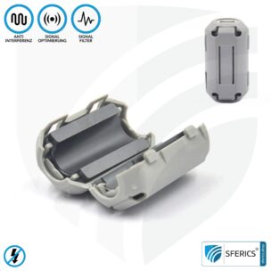 Ferritkern Filter gegen Elektrosmog im Headsetkabel | grau, klickbar, für 5 mm Kabel | GRATIS 1 Stück als Geschenk!