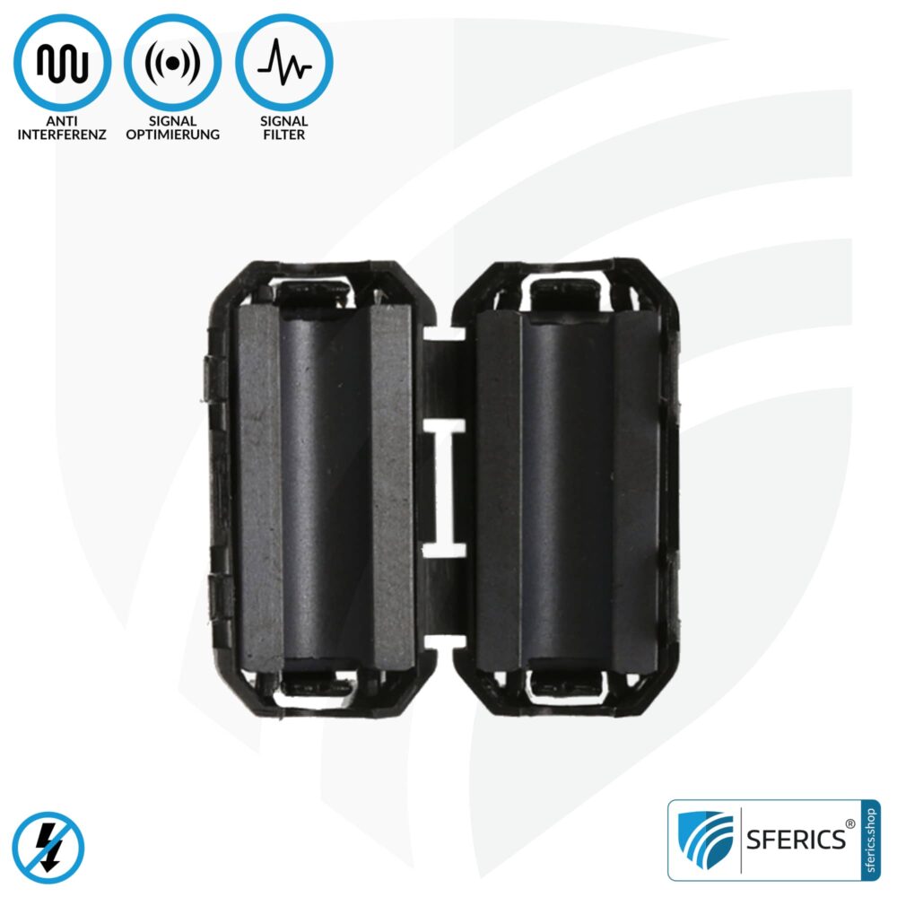 Ferritkern Filter gegen Elektrosmog im Headsetkabel | schwarz, klickbar, für 5 mm Kabel | GRATIS 1 Stück als Geschenk!