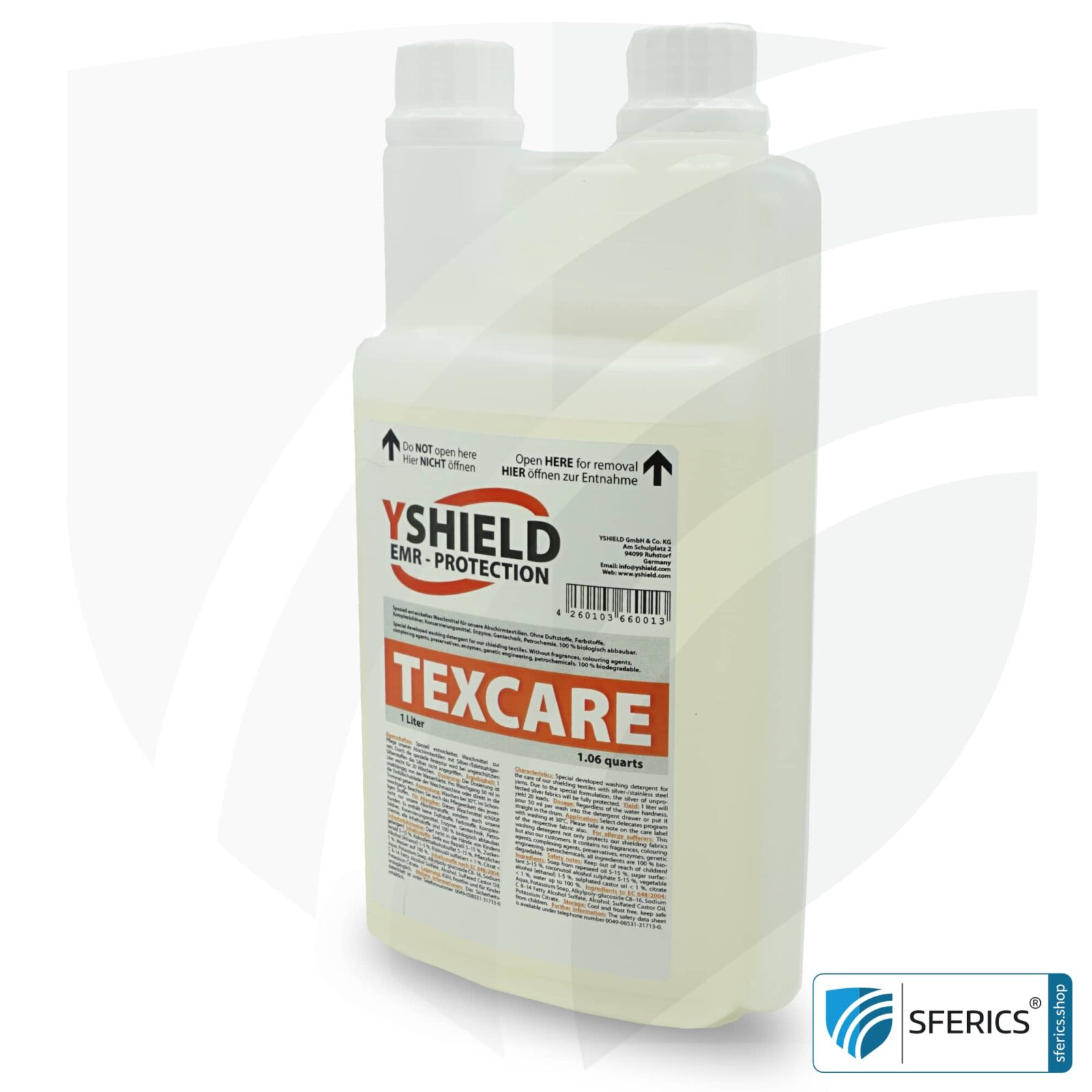 TEXCARE flüssiges Waschmittel | speziell entwickelt für Abschirmstoffe mit Silberfäden und Edelstahlgarnen