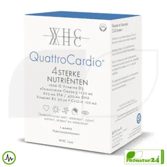 WHC QuattroCardio® (OMEGA-3 Fettsäuren, Vitamin D3, K2 und Q10 Ubichinol) | 90 Kapseln