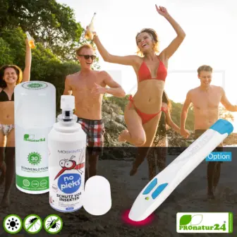 Sommer-Schutz Set | Sonnencreme LSF 30 (mineralisch) + Mückenschutz (DEET-frei) | mit elektronischem Stichheiler (optional)