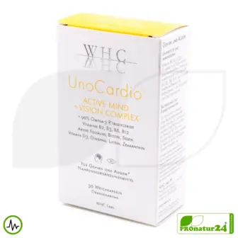 WHC UnoCardio® Active Mind + VISION Komplex | 30 Weichkapseln mit natürlichem Orangenaroma
