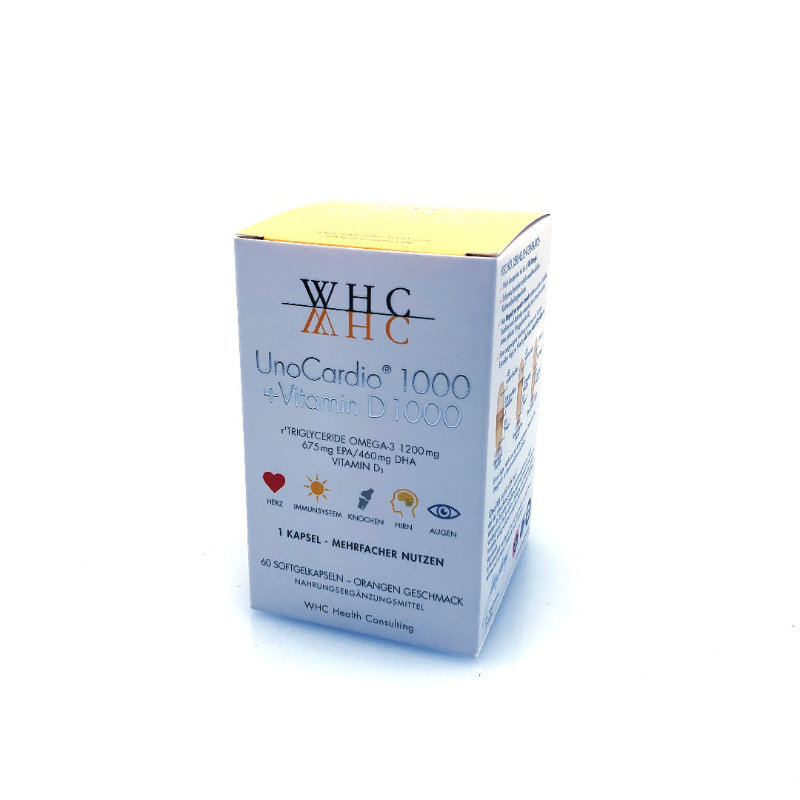 ▷ WHC UnoCardio ® 1000 + Vitamin D 1000 | OMEGA-3 Kapseln