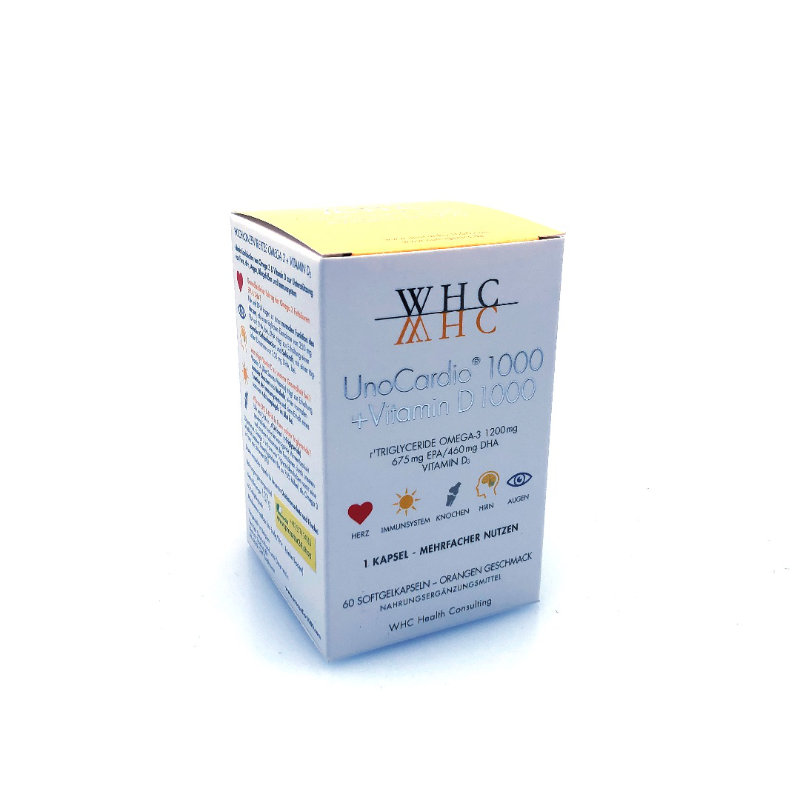 ▷ WHC UnoCardio ® 1000 + Vitamin D 1000 | OMEGA-3 Kapseln